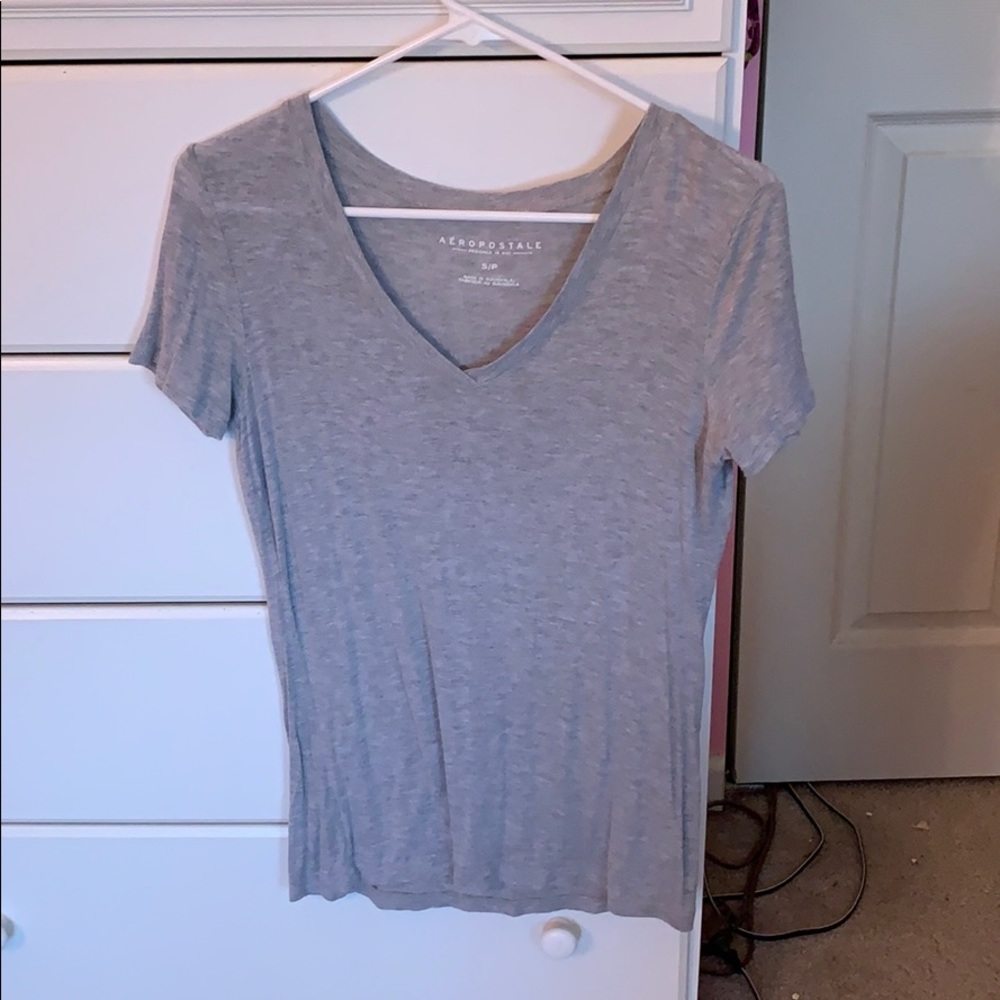 Lightweight Soft Gray V-Neck Tee